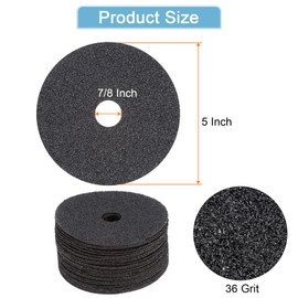 sourcing map 25PCS Silicon Carbide Resin Fiber Grinding and Sanding Discs 5" x 7/8" Center Hole 36 Grit Fiber Abrasive Discs for Grinding Polishing