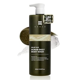 RELIEF Mud SCRUB - Lavado corporal diario | Gel exfoliante suave con polvo de barro para piel propensa a brotes, gel de ducha coreano, exfoliante de baño para todo tipo de piel (16.9 onzas líquidas)