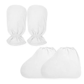 Charmyth Guantes de cera de parafina para manos y pies, guantes de spa de parafina extra gruesos para terapia de calor (2 pares blanco)