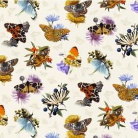 Elizabeth's Studio Butterflies & Moths Cream 100% Cotton Fabric by The Yard