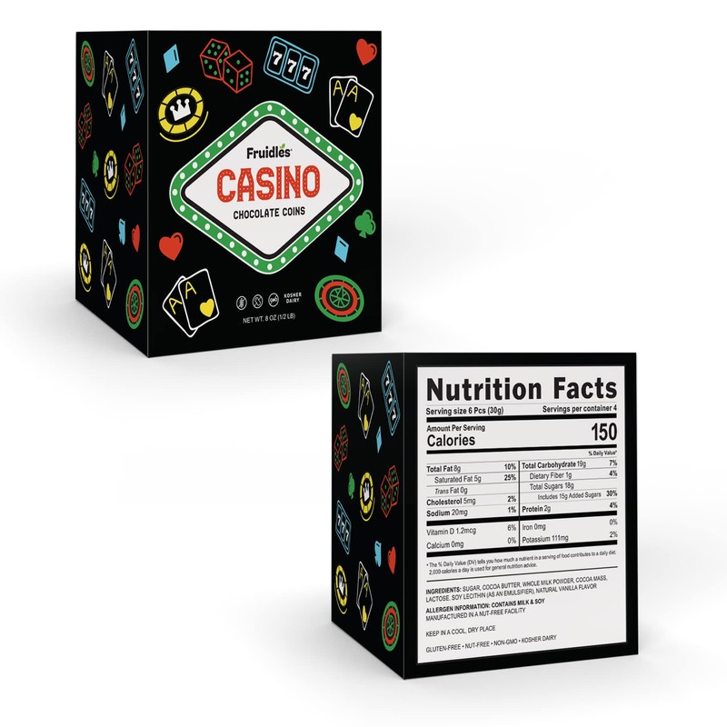 Fruidles Casino Poker Chips Half-Pound - Belgian Milk Chocolate Coins,