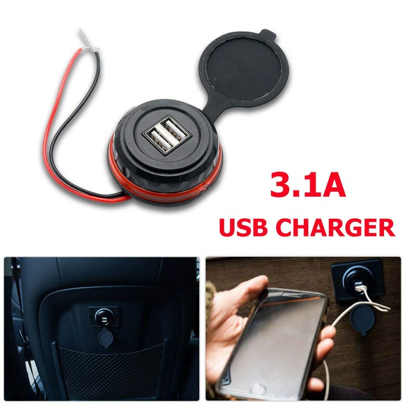 Riloer 12V 3.1A USB Car Charger Adapter 2 Port Socket