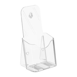 Relaxdays Flyer Stand, DIN Long, 1 Compartment, for Standing and Hanging, Acrylic, Wall Brochure Holder, 20 x 11 x 8.5 cm, Transparent