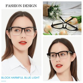 MARE AZZURO Blue Light Blocking Reading Glasses Women Computer Readers 1.0 1.25 1.5 1.75 2.0 2.25 2.5 2.75 3.0 3.5 4.0 5.0 6.0 (Black-clear, 2.75)