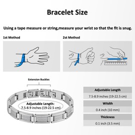Feifuli Men's Stainless Steel Bracelet 7.5-8.9 Inches Solid Thick Chain
