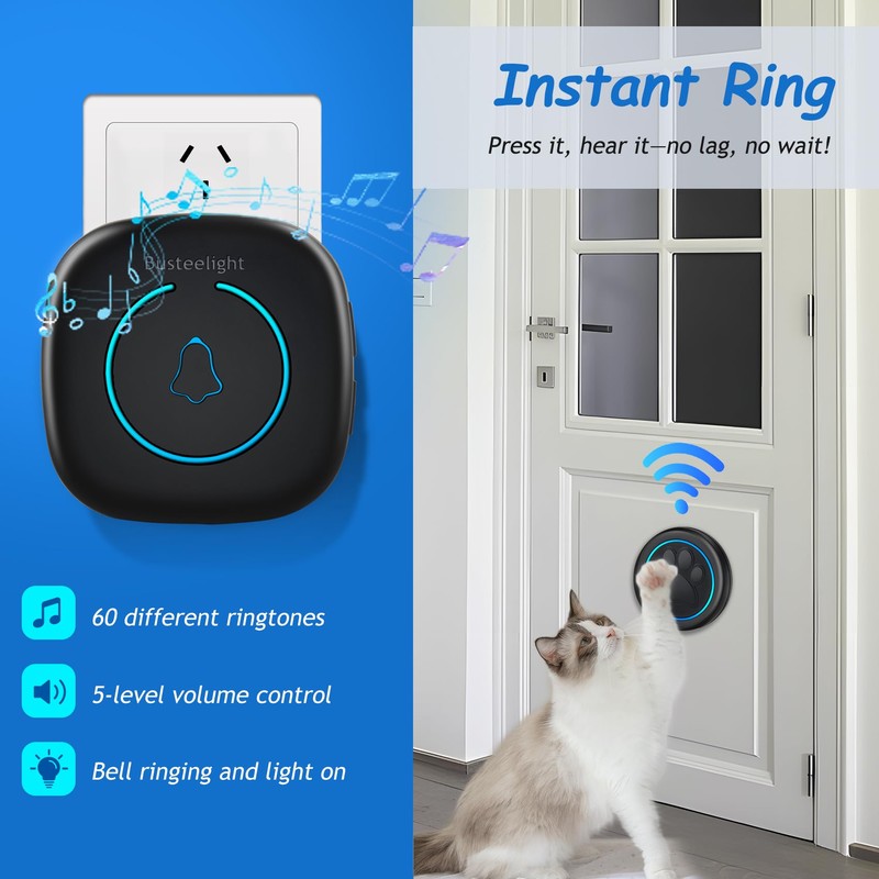 Soft Ring Blk Dog Bells to Go Outside - Wireless