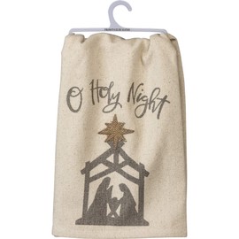 Primitives by Kathy Decorative Kitchen Towel - O Holy Night, Hand Illustrated Nativity Scene