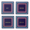 Trina Turk Glass Drink Coasters, Set of 4 Absorbent Beverage