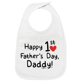 First Fathers Day Bib Happy 1st Fathers Day Baby Bib White