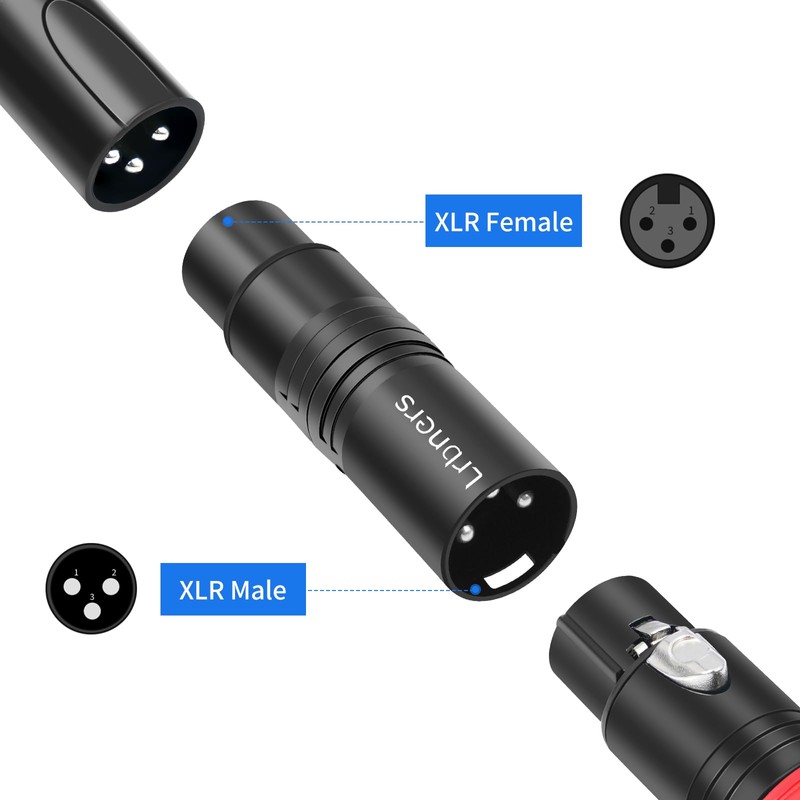 Lrbners XLR Male to Female Audio Adapter, Black Shell Secure