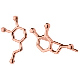 ScienceFox Dopamine Molecule Earrings - 925 Sterling Silver - Finished with Rhodium, 14k Gold & 18k Rose Gold - Happiness Hormone Jewelry for Science Enthusiasts (18k Rose Gold Plated)