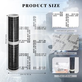 Nuanchu 4 Mil Auto Adhesive Plastic Floor Mat 24" x 200' Car Care Products Carpet Protector Film Roll Sticky Car Floor Mats Perforated Protector Cover Sheets Every 24", 150 Mats Per Roll