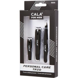 CALA - trio de cuidado personal para hombres, corta uñas y pinzas (3 piezas, color negro mate)