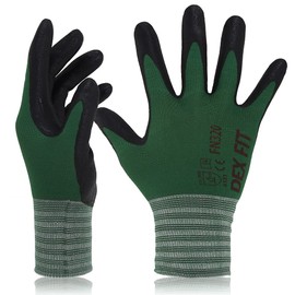 DEX FIT Premium Nylon Nitrile Work Gloves FN320, Forest Green, 7 (S) - Machine Washable, 3D-Comfort Stretchy Fit, Firm Grip, Thin & Lightweight, Durable, Breathable & Cool