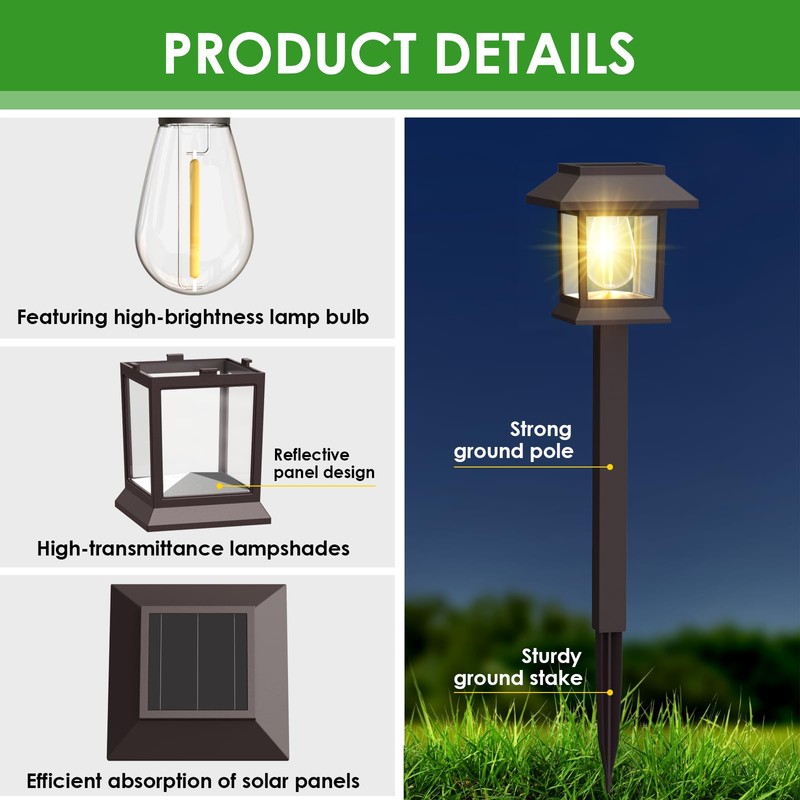 Benany Solar Outdoor Lights, 12 Pack Solar Pathway Lights Waterproof,