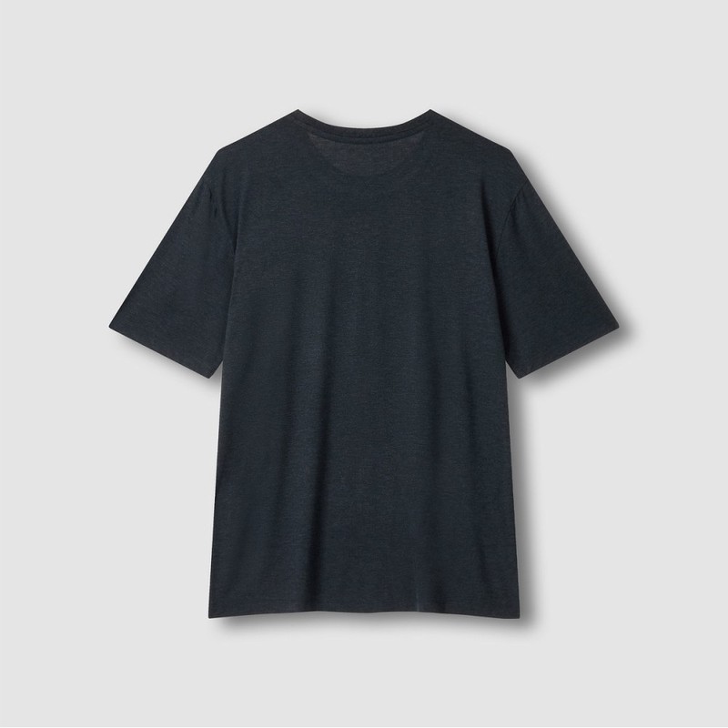 JAJU [JAJU] Men's Rayon Stretch Short Sleeve Lounge T-Shirt_Melange Navy