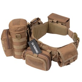 GZ XINXING Tactical Battle Belt 5 in 1 Law Enforcement Tactical Duty Belts Airsoft Utility Belt with Accessories Pouches (Black)