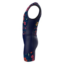 Sparx Men`S Triathlon Suit Trisuit Race Skinsuit Cycling Speed Suit Italian Fabric Swimskin (Navy Floral, Medium)