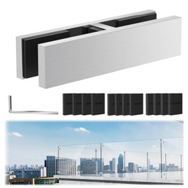 Gyykzz Railing Glass to Glass Clamp, 180 Degree Stainless Steel 304 Bracket for Balustrade, Double Sided Railing Clip Holder Stabilizer with Rubber Gaskets For Fence, Balcony Deck, Indoor & Outdoor