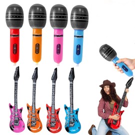 8PCS Inflatable Guitar and Microphone,Inflatable Instruments Kit Adults