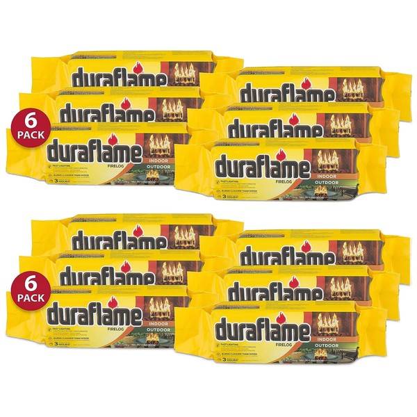 Duraflame 4.5 Pound Indoor Outdoor Quick Light Firelog for Camping, Firepits, Bonfires, and Fireplaces, 3 Hour Long Burn Time (12 Pack)