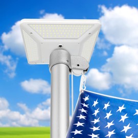enrybia Solar Flag Pole Light 320 LED, Brightest Flagpole light Solar Powered 3000 Lumens Outdoor Waterproof Dusk to Dawn Flagpole SoLar Light for Outside 15-40ft Flag Poles 100% Flag Lighting (White)