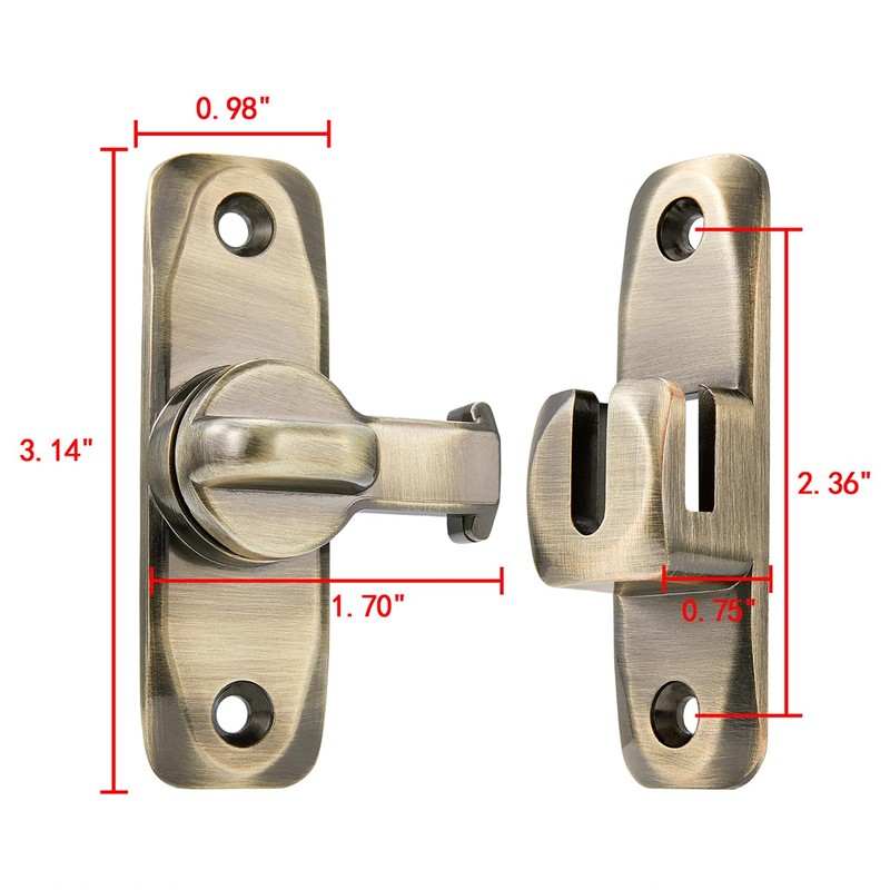 INIRET Barn Door Latches,Bronze 90/180 Degree Gate Lock,Zinc Alloy Right