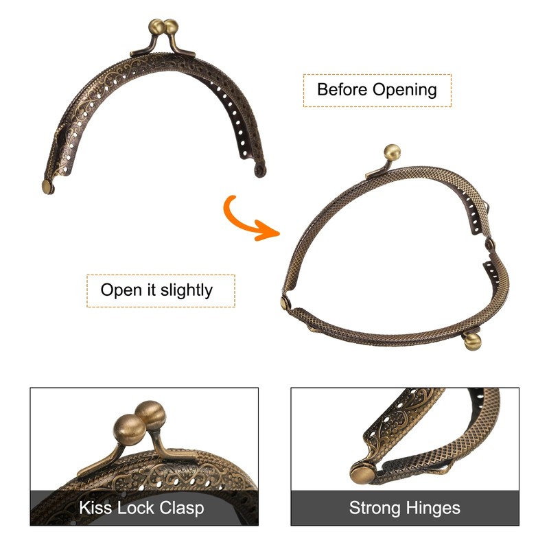 sourcing map 5 Pcs Metal Purse Frame, 10.5cm/4.1" Retro Arch