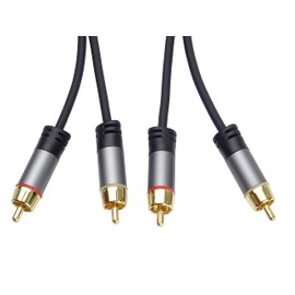 Premium Cord RCA HQ Cable 2x RCA Male to 2x RCA Male Audio Video Connection Cable for TV Mobile Phones MP3 HiFi Shielded Metal Connector M/M Length 1.5 m