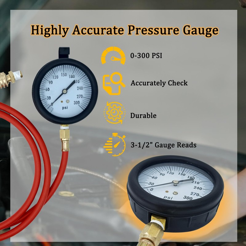 TU-32-20, Compuchek Fuel System Pressure Test Gauge,3-1/2", 300 PSI Gauge,Fit
