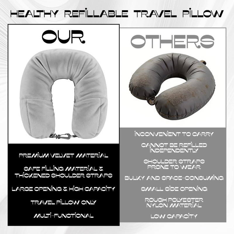 Asofelk 1PCS Stuffable Neck Pillow for Travel, Adjustable Stuffable Travel
