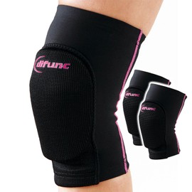 D&M Knee Pads Pad Brace For Women Men Volleyball Compression Sleeve Girls 10mm thick pad 2pcs Made In Japan (Black/Pink, Large)