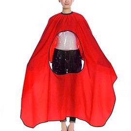 Professional Hair Cutting Cape Salon Apron with Window, Red