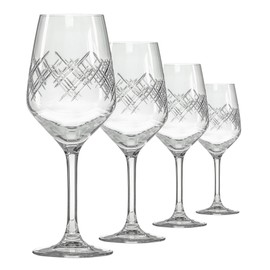 Rolf Glass | Argyle White Wine Glass 12 Ounce | Set of 4 | Engraved Lead-free Wine Glasses | Made in the US | Elegant Stemmed Wine Glasses