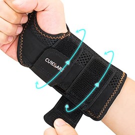 CURECARE CarpalÂ TunnelÂ WristÂ Splint, Breathable Wrist Splint for Men & Women, Wrist Brace Night Support with 2 Adjustable Straps, WristÂ Brace for Tendonitis, Arthritis (Left Hand-Black, S/M)