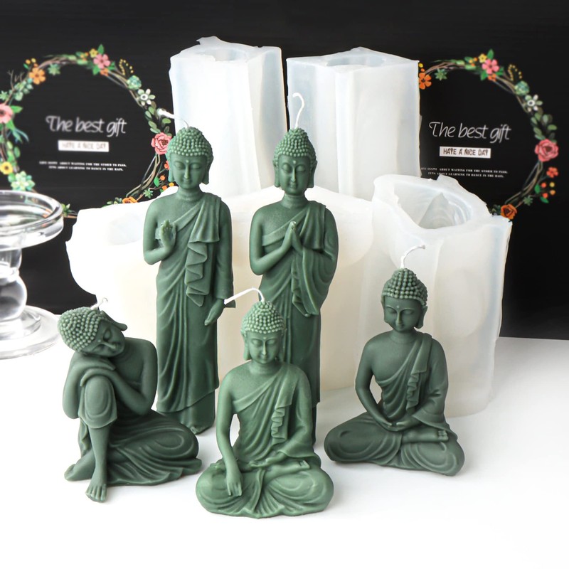 Xidmold - Molde de vela de Buda 3D para escultura,