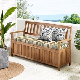 LVTXIII Bench Cushion 42 Inch with Ties, Patio Furniture Window Seat Cushions, Water-Repellent Bench Cushions for Outdoor/Indoor Porch Swing and Loveseat, 42"x18"x3", Stripe Onyx