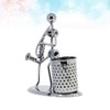 Metal Art Pen Pencil Holder Iron Saxophone Man Music Figure
