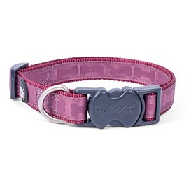 Petface Tonal Bones Pattern Dog Collar, Small, Country Berry