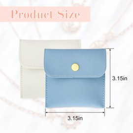 FuninCrea 2 Pcs PU Leather Jewelry Pouches with Snap Button, Jewelry Storage Bags Small Gift Soft Jewelry Storage Pouches Fashion Jewelry Travel Pouch for Earrings, Bracelet, Necklaces (Blue+Beige)