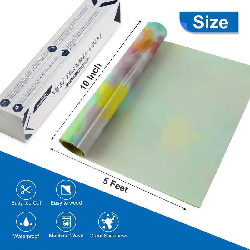 Rainbow Tie Dye HTV Heat Transfer Vinyl by KISSWILL -
