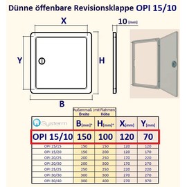 SYSTERM Universal Inspection Lid External Dimensions 15 x 10 cm Open Thin Inspection Lid Basic Opening Inspection Flap ABS Plastic White (15x10 - OPI 15/10)