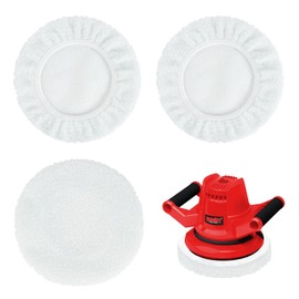 Flintronic 3Pc Car Polisher Pad Bonnet, 9-10 Inch Wool Buffing Pads, Soft Microfiber Car Polishing Bonnet Buffer pads, Cars-Polishing-Pads for car and Furniture Polishing Waxing (White)