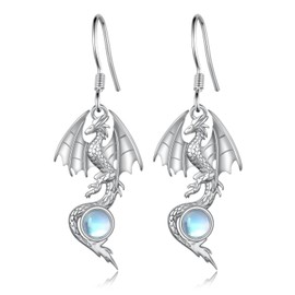 Dragon Earrings for Women 925 Sterling Silver Dragon Dangle Earrings Moonstone Dragon Jewelry Gifts for Women Dragon Gifts