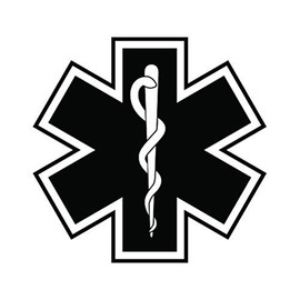 RDW Star of Life Sticker - Decal - Die Cut - EMT #2 - Black 4.25" x 4.10"