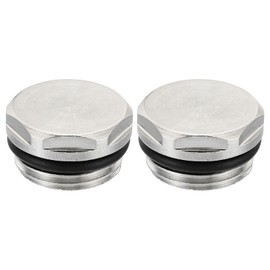 PATIKIL 1/2 Inch BSP Male Thread Blank Cap Manual Radiator Air Vent Plug, 2 Pack Nickel Plated Brass Plugs for Radiator Heater, Silver