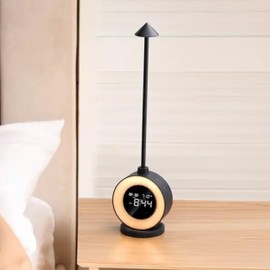 JELLICO Sunrise Dual Alarm Touch LED Digital Clock Table Lamp, RGB Ambient Light, Dimmable Night Touch Desk Lamp with Wake-up Light, White Noise, 2 Alarms, Aluminum Bedside Lamp