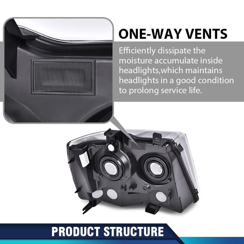 PIT66 Headlight Assembly Compatible with 2007-2014 Chevy Tahoe Suburban/2007-2013 Avalanche