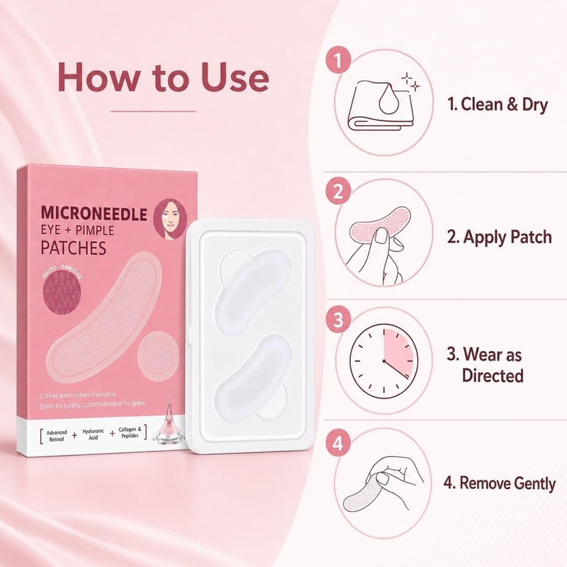 Parches de microagujas for ojos y espinillas, 12 puntos redondos
