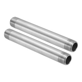 PATIKIL 304 Stainless Steel Pipe Fitting 1/2" NPT x 1/2" NPT Male Thread, 2 Pcs 6inch/150mm Length Nipple Cast Pipe Coupling Fitting Connector